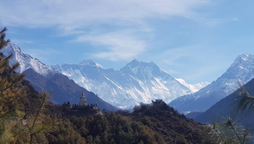 Bustling tourist, stupa with glorious peaks